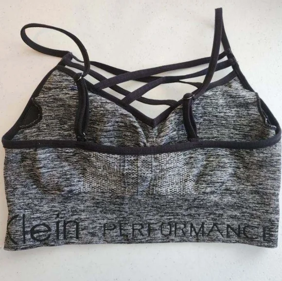Calvin Klein Size M Grey Strappy-Front Sports Bra - Picture 2 of 4